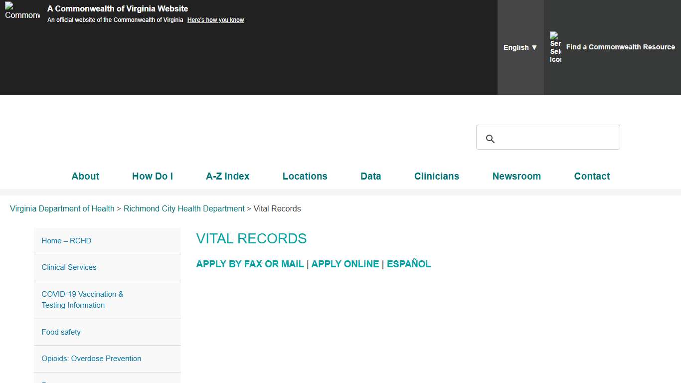 Vital Records - Richmond City Health Department