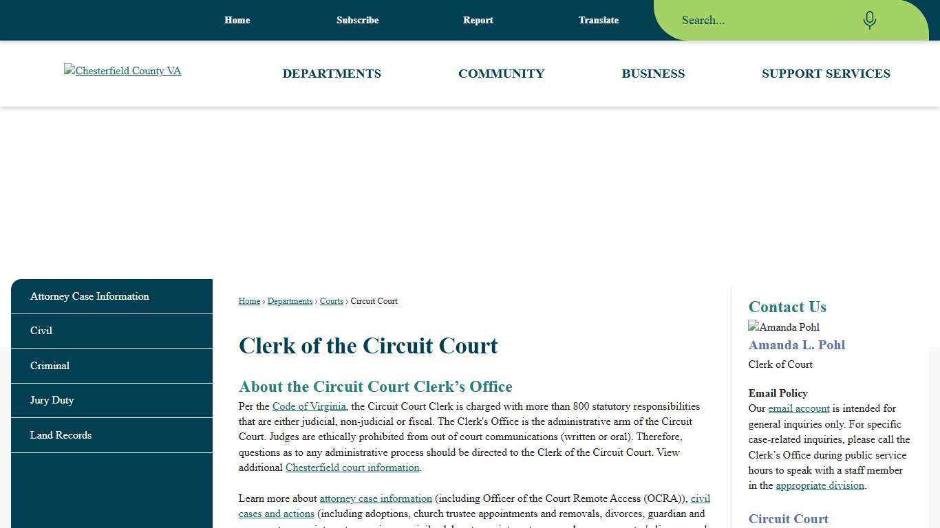 Clerk of the Circuit Court Chesterfield County, VA